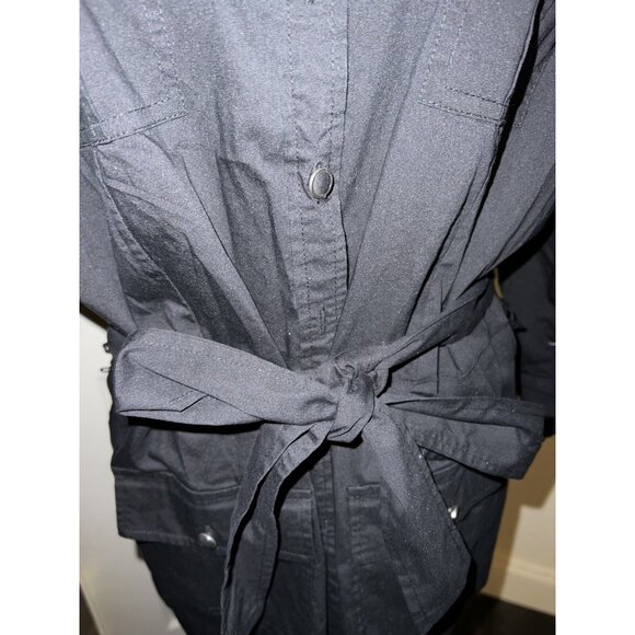 Chaus Womens Black Button-Up Shirt Jacket/Belted Waist & Roll-Up Sleeves size M - Picture 3 of 12